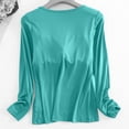 thumbnail image 4 of AherBiu Hauts Grande Taille pour Femmes Automne Manches Longues Haut de Pyjama Doux avec Soutien-Gorge Intégré Col Ras du Cou T-Shirts de Pyjama Confortables, 4 of 7