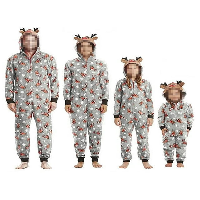 Ensembles de Pyjamas en Coton de Noël Vert pour Famille Adultes Enfants Chandail à Capuche Tenue de Nuit