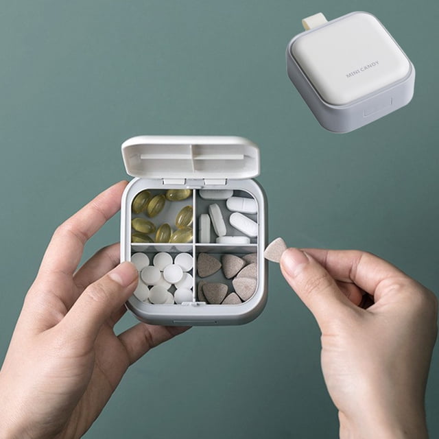 Vitamin Organizer Box, Portable Pill Dispenser Case with 4 Large Compartments | Compact, Leakproof & Insulated Plastic Storage | Travel, Work, Outdoor Use, Easy Carry, Assorted Colors