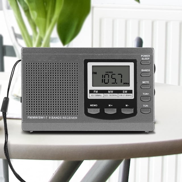 SW Desktop MW Mini Radio, Radio Receiver, Stereo Speaker, for Home for Travel Clear Sound with Digital Alarm Clock