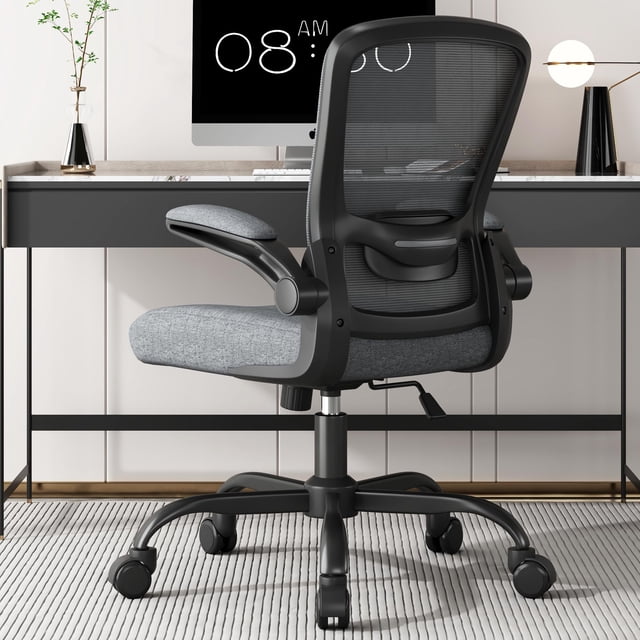 Chaise de bureau, chaise de bureau ergonomique avec support Lombaire réglable, chaise d'ordinateur en mesh à dos élevé avec accoudoirs à glissière-BIFMA