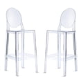 thumbnail image 1 of Plastic Transparent Clear Bar Stool, Bar Stool Pub Chair Kitchen Island Counter, with Backrest & Footrest Stool set 2, 1 of 3