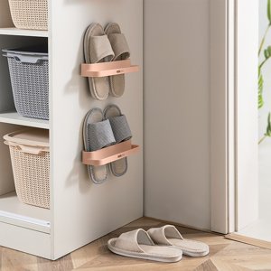 TIMIFIS Rangement mural non perforé avec glissière de salle de bain de sac de chaussures Space Rangement à double-layer Forte capacité de charge rack rack Organisateur de chaussures