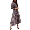 thumbnail image 1 of Fridja Robe Maxi Vintage Bohème en Chiffon à Manches Longues Imprimé Léopard pour Femmes, 1 of 6