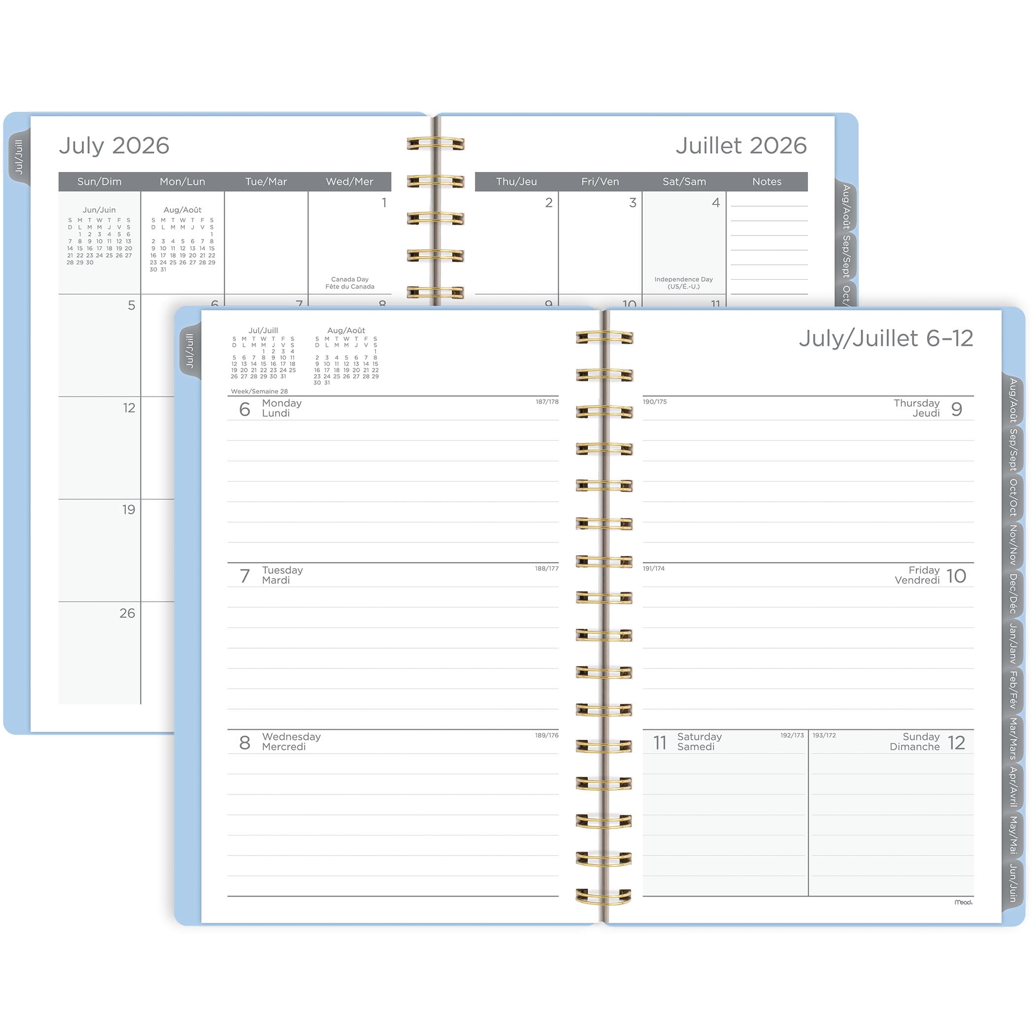 2026-2027 Mead Summer Blossom 12-Month Small Weekly and Monthly Academic Year Planner