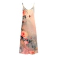 thumbnail image 4 of yoeyez Robes de Mariage de Printemps pour Invitées pour Femmes à Imprimé Floral à Bretelles Spaghetti Longues Robes Sans Manches à Col en V Grande Taille Robe d'Été Décontractée Ample et Fluide Multicolore, TG, 4 of 5