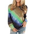 thumbnail image 1 of Chemises à Manches Longues Décontractées pour Femmes Automne Hiver Graphique Tee Tie Tye Imprimé Col Rond Casual en Vrac Pull-Over Chemises Violet, 1 of 6