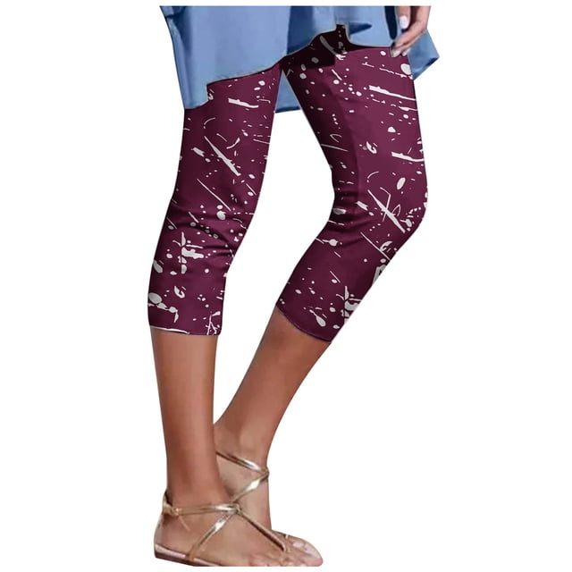 Birdeem Womens Summer Casual Elastic Waist Printed Cropped Pants