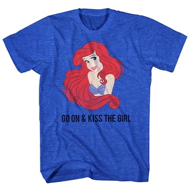 Disney Little Mermaid Go On Kiss The Girl Graphic T-shirt (Royal Heather, Small)