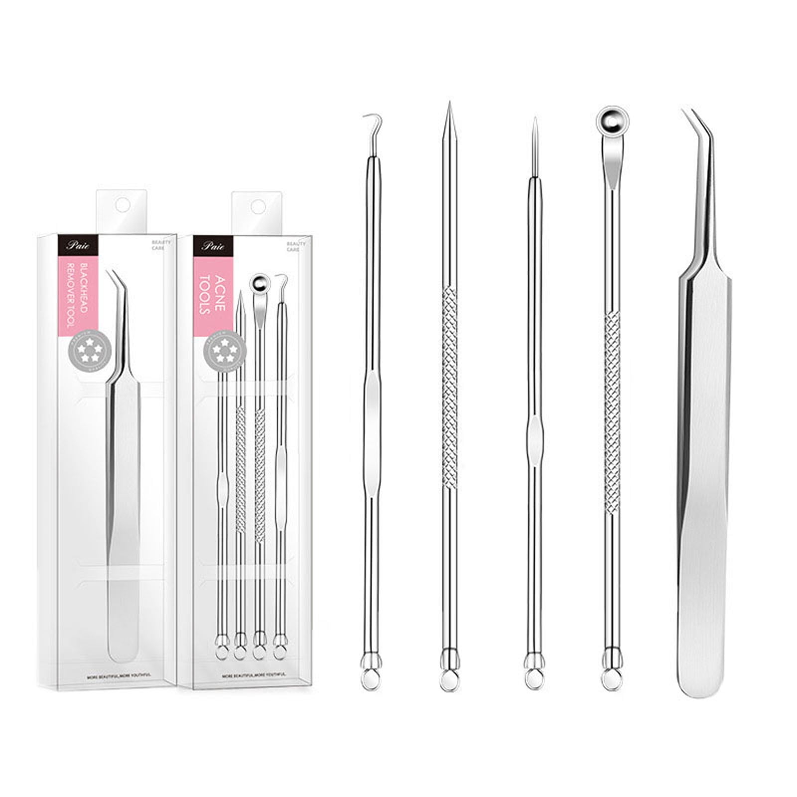 EGNMCR Closed Needle Set Cell Clamp Black Head Clamp Tweezers Squeezing Tool Acne Needle