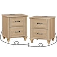 thumbnail image 1 of WAMPAT Night Stands for Bedrooms Set of 2 End Tables with USB Charging Station,2 Drawer Nightstands Wooden Bedside Table,Farmhouse Side Table for Living Room,Oak, 1 of 7
