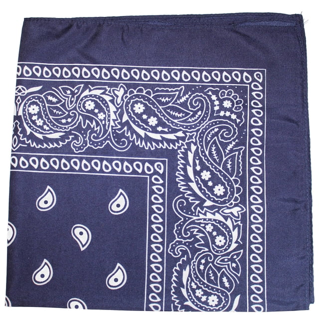 Unibasic Paisley Polyester Bandana, head wrap, handkerchief (Navy Blue)- 26