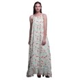thumbnail image 1 of Bimba Robe de Nuit Blanche à Feuilles et Baies pour Femmes, Nuisette Imprimée à Bretelles Spaghetti, Robe Maxi, Vêtement de Nuit, Très Grand, 1 of 5