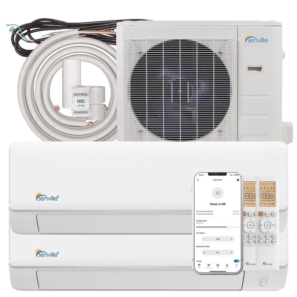 Senville Climatiseur Thermopompe Mini-Split à Double Zone de 36 000 BTU, Blanc