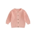 thumbnail image 1 of Kmbangi Cardigan Tricoté pour Bébés Filles Mignon Manches Longues Col Rond Couleur Unie Pull Boutonné Automne, 1 of 9
