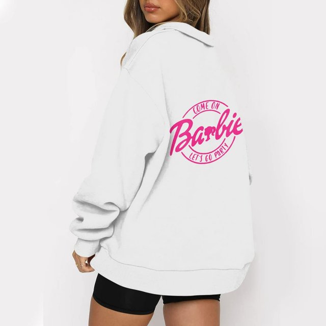 Mode Décontractée à Manches Longues Imprimé Floral Fermeture Éclair Épaule Extérieure Surdimensionnée Sweat-Shirts Noir S