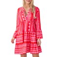 thumbnail image 1 of SUNSIOM Robe Fluide Femme Décontractée Couleur Contrastée Ample Col en V Manches Longues Robe de Soirée pour Plage Cocktail Boîte de Nuit Mode Urbaine, 1 of 6
