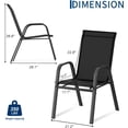 thumbnail image 3 of Patio Chairs Set of 4, Outdoor Stackable Dining Chairs with Textilene Fabric, All-Weather Deck Stacking Chairs with High Back for Backyard Poolside Garden Balcony, Black, 3 of 8
