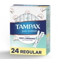 thumbnail image 1 of Tampax Pure Cotton Tampons, Contains 100% Organic Cotton Core, Regular Absorbency, 1 of 8