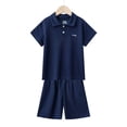thumbnail image 1 of Cethrio Boys' Summer Short Sets, Short Sleeve Athletic Running Outfit Sets Navy Size 11-12 T, 1 of 3