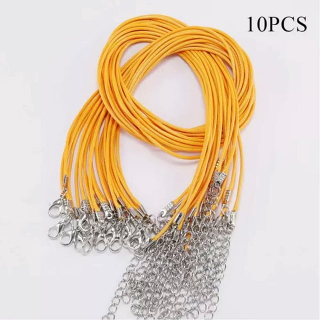 CHUANK 10Pcs Leather Wax String Lobster Clasp Chain Pendant Necklace Rope Cords DIY 2MM-coffee-2mm