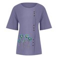 thumbnail image 5 of TopLLC Chemises Mexicaines pour Femmes Hauts Brodés Traditionnels Tunique Décontractée à Fleurs pour Femmes Col Rond Manches Courtes Chemises en Lin, 5 of 5