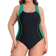 thumbnail image 1 of Charmo Plus Size Swimsuit for Womens One Piece Athletic Racerback Bathing Suits, 1 of 5
