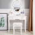 thumbnail image 1 of Ktaxon Vanity Table 10 LED Lights, 5 Drawers Makeup Dressing Desk with Cushioned Stool Set,Bedroom Vanities Set White, 1 of 5