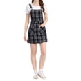 thumbnail image 2 of INSPIRE CHIC Robe Salopette à Carreaux pour Femmes de Rentrée Scolaire à Bretelles Ajustables S Bleu-Abricot, 2 of 7