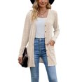 thumbnail image 1 of Diconna Women Fashion V-Neck Cardigan Solid Color Rib Long Sleeve Sweater Button-Down Fall Casual Soft Knit Coat, 1 of 7
