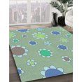 thumbnail image 3 of Ahgly Company Tapis d'Intérieur Ronds Transitionnels Bleu Vert Lavables à la Machine, 4 Pieds Rond, 3 of 7