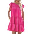 thumbnail image 1 of Liquidation d'Économies d'Été RKSTN Robe d'Été pour Femmes, Couleur Unie, Col Rond, Manches Courtes, Robe de Fête, Robe de Plage Ample, 1 of 7