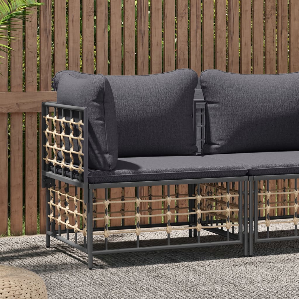 vidaXL Canapé d'Angle de Jardin avec Coussins Gris Foncé en Rotin Poly