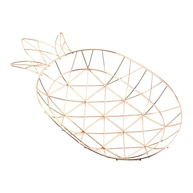 HOARBOEG Pineapple Shaped Stainless Steel Fruit Basket with an open wire design, featuring a modern and decorative pineapple shape. Made of lightweight, rust-resistant stainless steel, this basket is ideal for holding fruits, vegetables, bread rolls, muffins, and snacks. Its open structure promotes air circulation for even ripening. Suitable for use in kitchens, dining rooms, or living rooms as a countertop organizer or centerpiece.