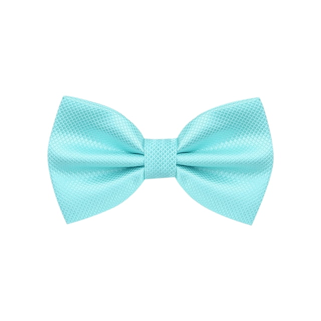 INSPIRE CHIC Men's Grids Patterned Solid Color Adjustable Pre-tied Bow Tie Lake Blue