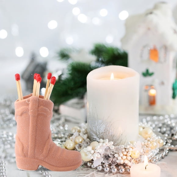 Cagogo under $5 Ceramic Match Holder, Ceramic Cowboy Boot Match Holder, Western Decor Matchstick Box with Striker, Cute Mini Boot Shaped Container, Home Decor for Bathroom Bedroom Kitchen
