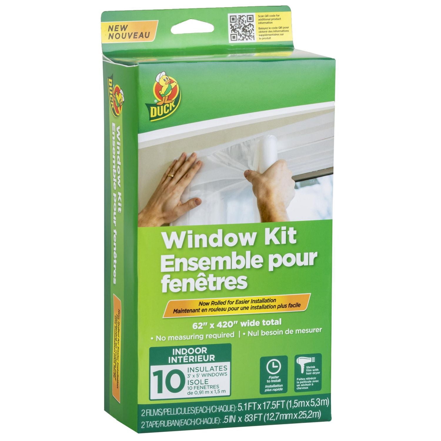 Ensembles d’isolation de marque Duck pour fenêtres - Transparents, 62 po x 420 po