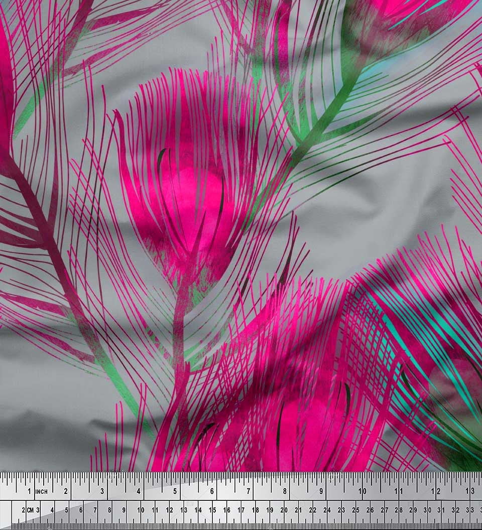 Soimoi Velvet Fabric Peacock Feather Decor Fabric Printed Yard 58 Inch Wide