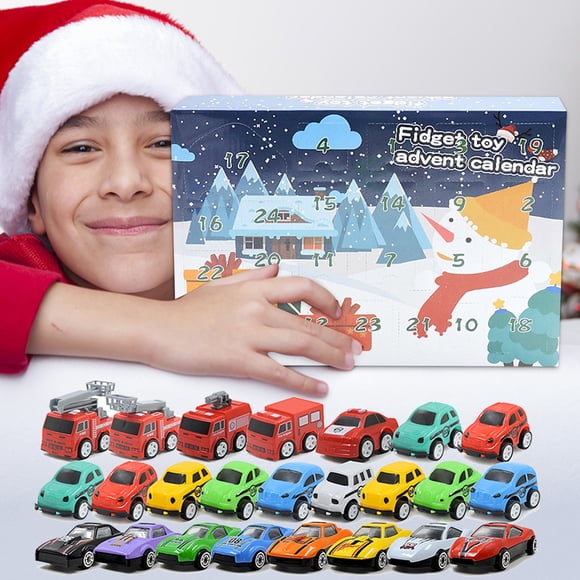 Ventes du Vendredi Fou kkbbma Calendrier de l'Avent de Noël, Calendrier de Compte à Rebours de 24 Jours Ensemble de Voitures Moulées sous Pression, Jouets de Véhicules de Noël pour Garçons Enfants, Prix de Classe Cadeau de Noël, Cadeaux de Fête de Noël