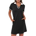 thumbnail image 1 of Dvprdro Robe d'Été pour Femme Mode Classique Unie à Manches Courtes Robe Mini Décontractée Ample avec Poches Robe Chemise de Tennis Golf, 1 of 5