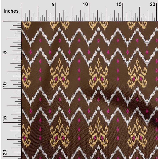 oneOone Georgette Viscose Fabric Paisley & Chevron Ikat Print Sewing Fabric BTY 42 Inch Wide