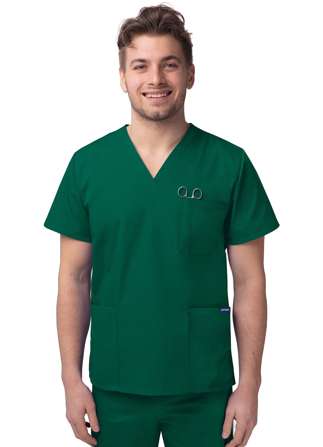 Sivvan Unisex V-Neck 3 Pocket Scrub Top (Available in 15 Colors)