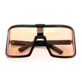thumbnail image 1 of Fancy Large Oversized Curved Panel Monoblock Shield Sport Plastic Sunglasses Black - Beige, 1 of 7