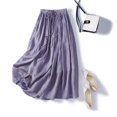 thumbnail image 1 of Cadeaux pour Femmes LSLJS Jupe Cheville en Coton et Lin d'Été Unie Brodée à Taille Élastique pour Femme, Jupe Maxi, 1 of 9