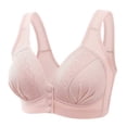 thumbnail image 5 of Comfort Bra on Clearance 3pc Ladies Comfortable Convenient Front Button Bra Breathable Easy Close Everyday Bra Plus Size Seamless Bralettes Cotton Bralette New Pinky S, 5 of 5