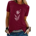 thumbnail image 1 of T-shirt Uni à Manches Courtes Imprimé Pissenlit pour Femme, 1 of 6