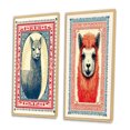 thumbnail image 3 of Designart "Retro Stamp Alpaca Portrait Illustration III" Alpaca Framed Wall Art Set Of 2 - Traditional Red Frame Gallery Set For Office Decor, 3 of 6