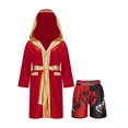 thumbnail image 1 of RUNQHUI Kids Boys Boxing Outfits Metallic Satin Hooded Robe Cloak and Shorts Set Boxer Party Fancy Dress B3 6, 1 of 5