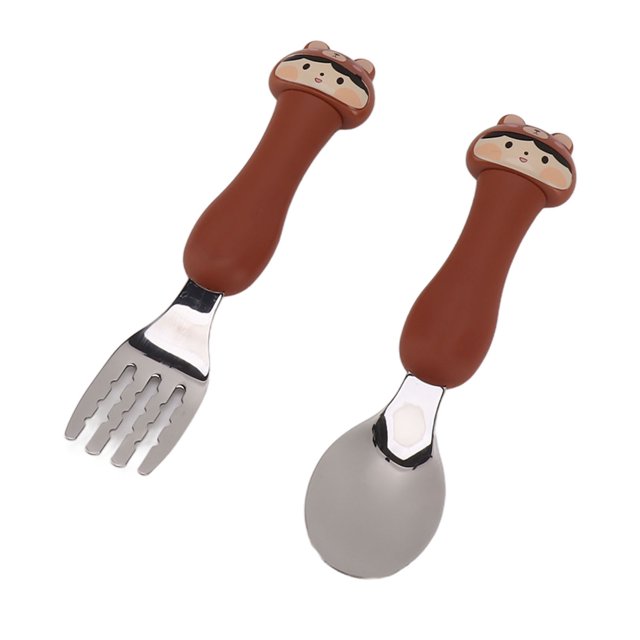 2 Pack Toddler Fork Spoon, Metal Toddler Cutlery Set Cartoon Spoon Tableware Kit Stainless Steel Forks And Spoons Comfortable To Handle Toddler Silverware With Storage Box