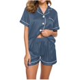 thumbnail image 1 of Yuyuzo Pajama Sets for Women 2 Piece Short Sleeve Button down Shirts Lounge Sets Color Block Soft Pj Sets, 1 of 4